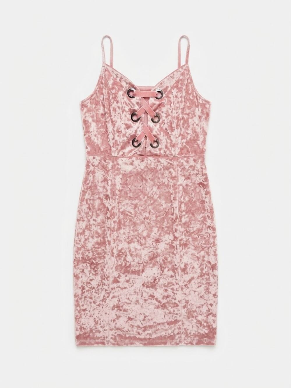 Project Runway Pale Mauve Velvet Slip Dress Women XL Grommet Lace-Up BNWT Party